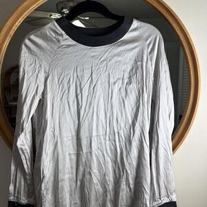 Lysse New York Carol Pullover satin top in pearl grey womens xs